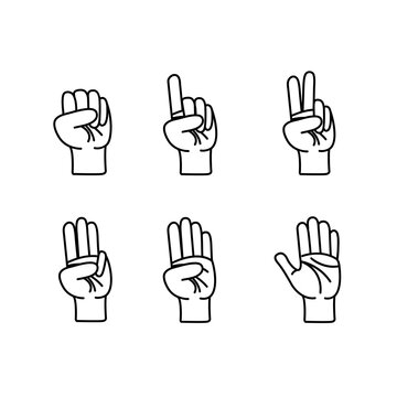 Hand line icon set .vector design