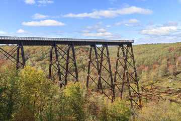 Fototapeta na wymiar The Kinzua Bridge, a former railway bridge of the Erie Railroad in McKean County, Pennsylvania, USA, which collapsed in 2003 due to a tornado.