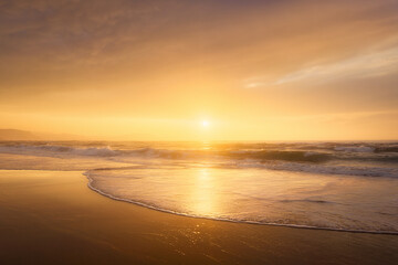 Fototapeta na wymiar beach shore at sunset