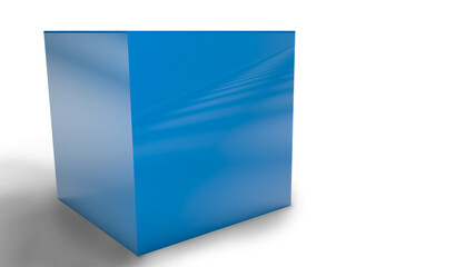 blue plastic cube isolated on white background 3d illustration