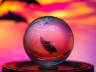 Abstract transparent world ball