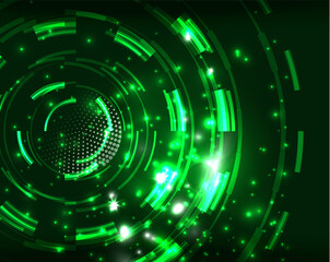Neon circles abstract background