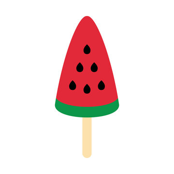Flat icon watermelon popsicle isolated on white background. Vector illustration.