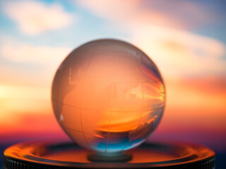 Abstract transparent world ball on colorful background