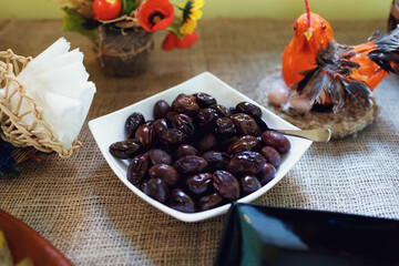 Prunes served in white bowl