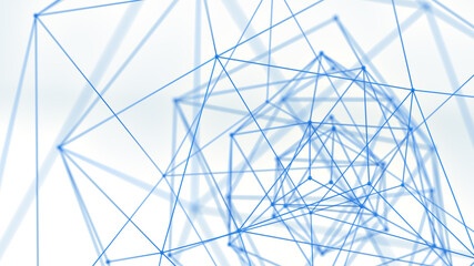Blue network shape. Abstract technology 3d render