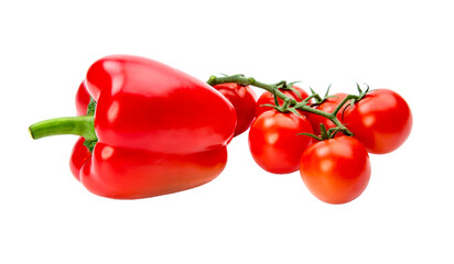 Cherry tomatoes isolated over white background