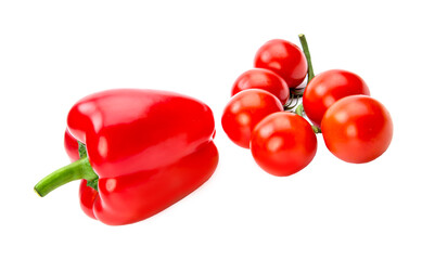 Cherry tomatoes isolated over white background