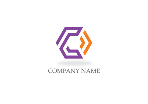 Polygon Line Letter C Color Logo