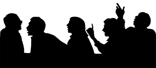 Silhouettes of people arguing with the boss