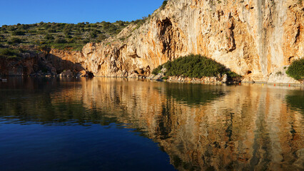 Fototapeta na wymiar Photo of lake Vouliagmenis on a spring morning, Athens Riviera, Attica, Greece