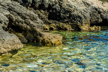 Clear water and rocks at the seaside