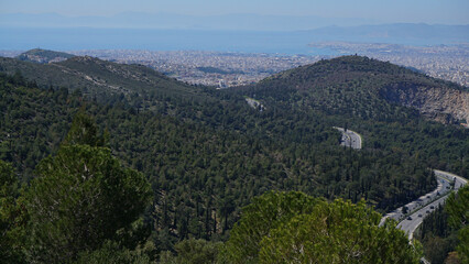 Fototapeta na wymiar Photo of Kessariani area in Hymetus mountain, Attica, Greece
