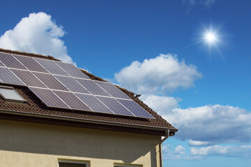 Fototapeta premium rooftop with solar panels