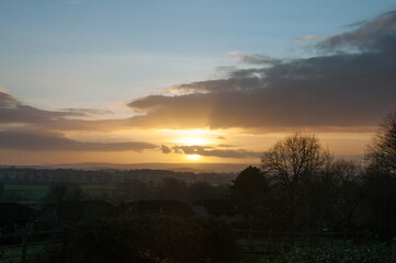 Sunset in the English countryside.