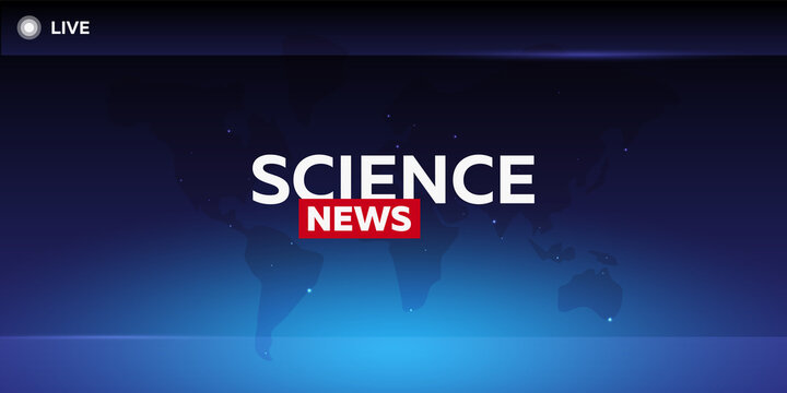 Mass media. Science news. Breaking news banner. Live. Television studio. TV show.