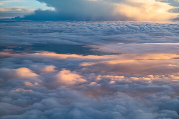 Fototapeta na wymiar reflect sunlight cloud view from airplane window