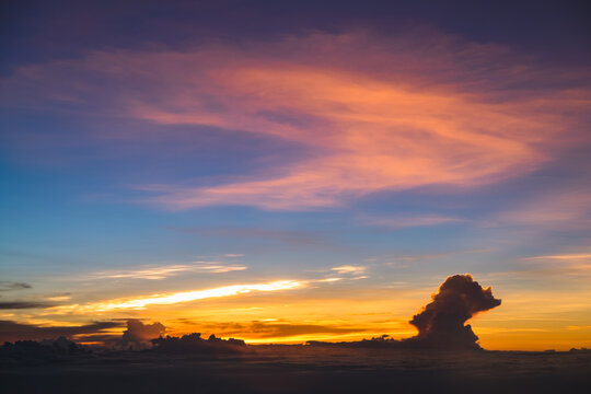 sunset view from airplane window