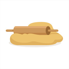 Fresh raw dough and rolling pin vector Illustration