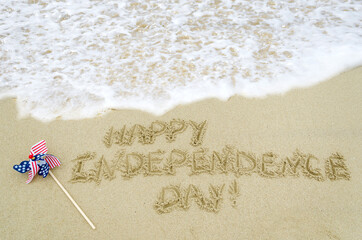 Fototapeta na wymiar Independence USA day background on the beach