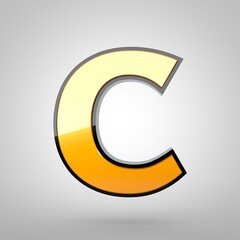 Gold letter C uppercase with black fillet