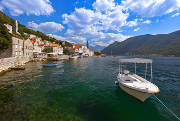 Fototapeta na wymiar Village Perast on coast of Boka Kotor bay - Montenegro