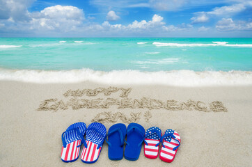 Naklejka premium Independence USA day background on the beach