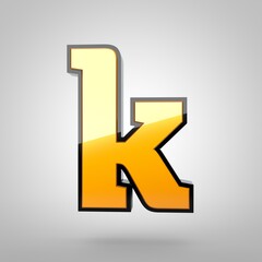 Gold letter K lowercase with black fillet