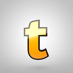 Gold letter T lowercase with black fillet