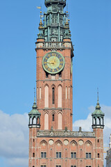 Old town of Gdansk- Town hall tower - obrazy, fototapety, plakaty