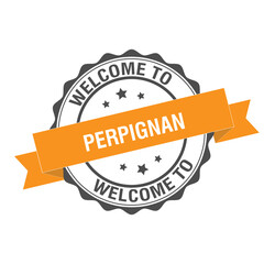 Fototapeta premium Welcome to Perpignan stamp illustration