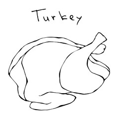 Raw Turkey Full Carcass. Realistic Vector Illustration Isolated Hand Drawn Doodle or Cartoon Style Sketch. Fresh Fowl Meat.