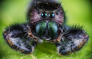 extreme macro photo of a jumping spider