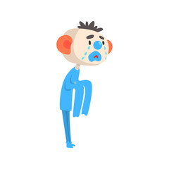 Sad crying clown colorful cartoon character vector Illustration