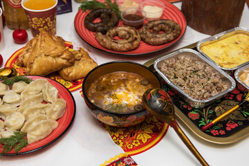 Russian table with food