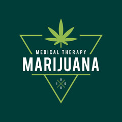 Vintage Marijuana label design, Cannabis Health and Medical therapy, vector illustration