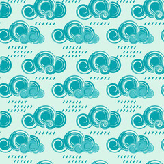 Seamless pattern with raining clouds