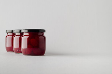 Strawberry Preserves Jar Mock-Up - Three Jars