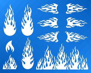 Decorative fire flame design elements