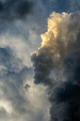 Dramatic sunset sky with colorful clouds after thunderstorm