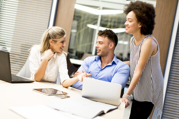 Young multiracial people working in the office