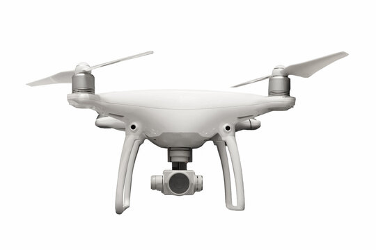 Drone with camera on white background. with clipping path