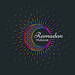 Rainbow Greeting Card for celebration of Holy Month Ramadan Kareem