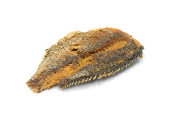 Fried Dried Fish on white background.