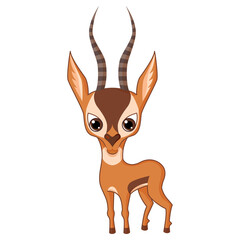 Cute cartoon antelope. Isolated on white background.
