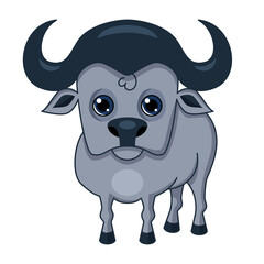 Cute cartoon bull. Isolated on white background.
