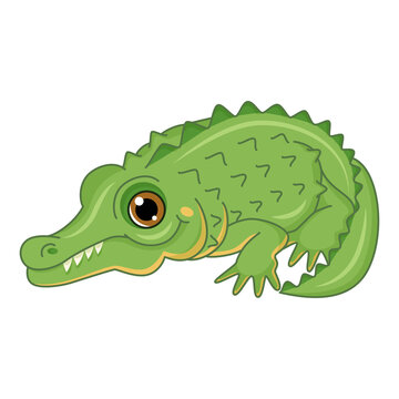 Cute cartoon crocodile. Isolated on white background.