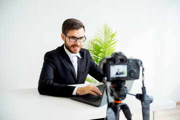 Male video blogger