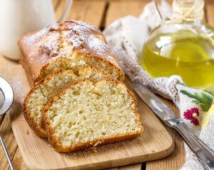 Sweet cottage cheese ricotta cake with olive oil