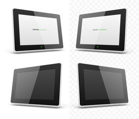 Mobile device hd tablet templates set with turned on and off